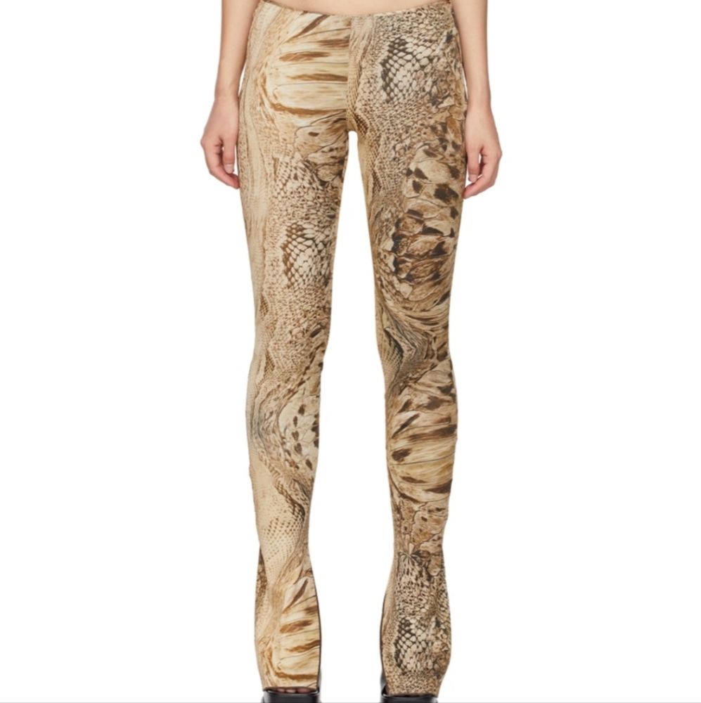 Nwt Blumarine Beige & Brown Snake Leggings Size 4 Small